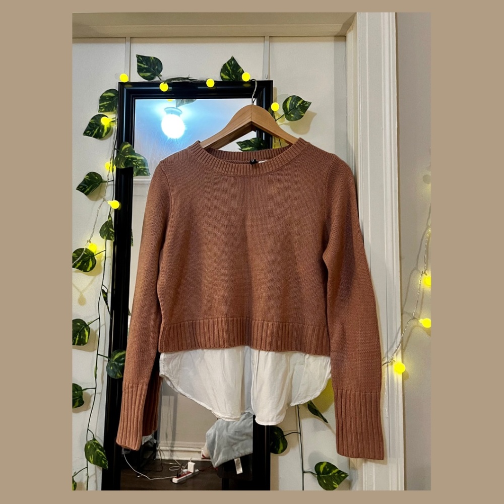 Light pink top with mock shirt.